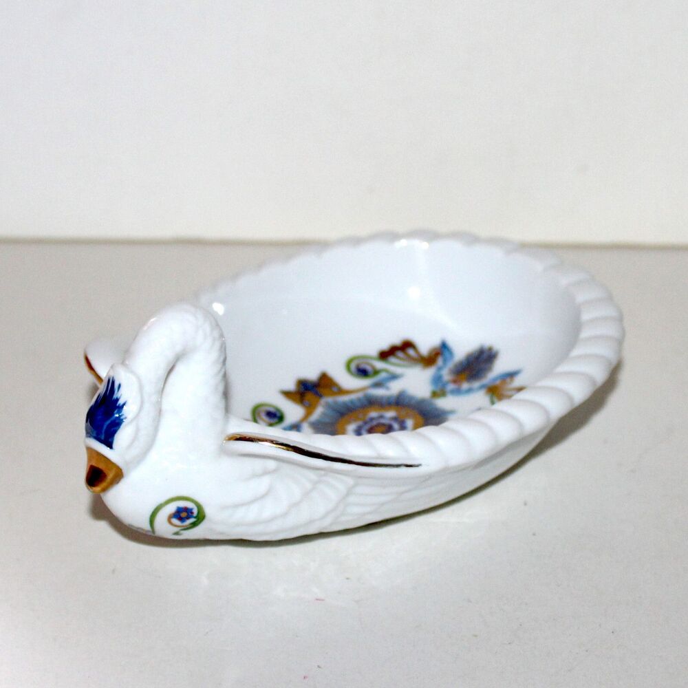 Elizabeth Arden Orient Express Soap Dish Porcelain Swan blue gold Japan